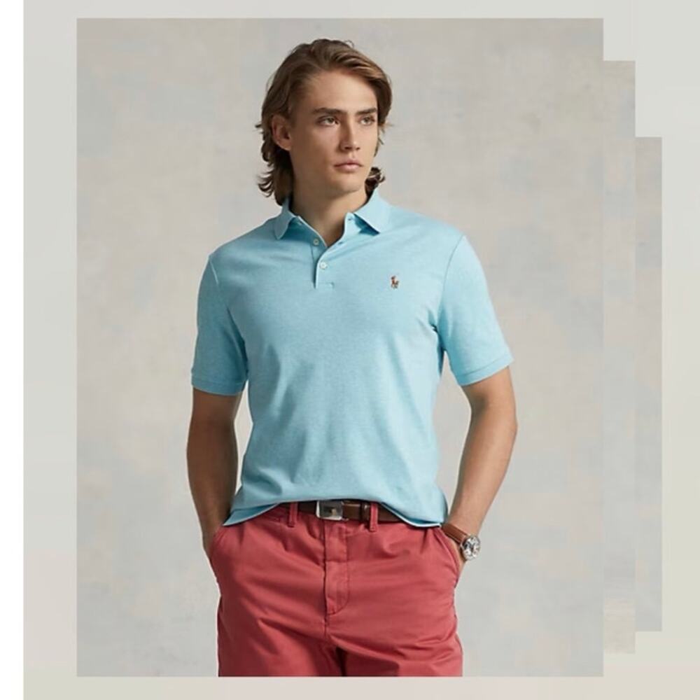 Polo Ralph Lauren Classic Fit Polo Shirt Light Blue Pony Logo Men Size S Cotton